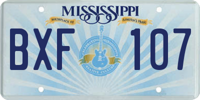 MS license plate BXF107