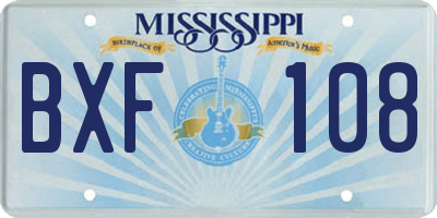 MS license plate BXF108