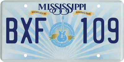 MS license plate BXF109