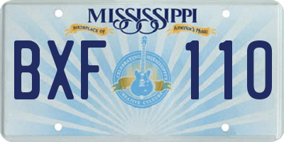 MS license plate BXF110