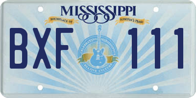 MS license plate BXF111