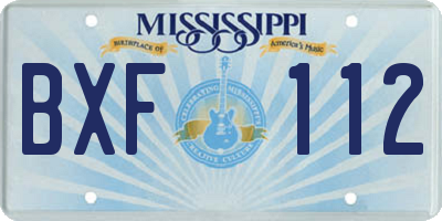 MS license plate BXF112