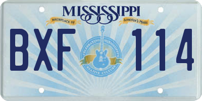 MS license plate BXF114