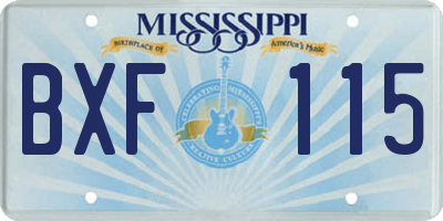 MS license plate BXF115
