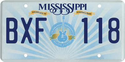 MS license plate BXF118