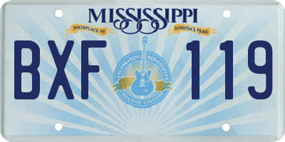 MS license plate BXF119