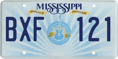 MS license plate BXF121