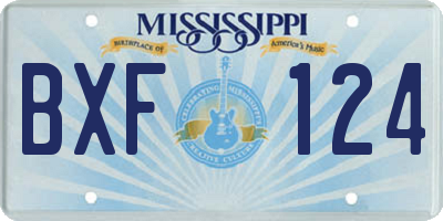 MS license plate BXF124