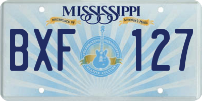 MS license plate BXF127