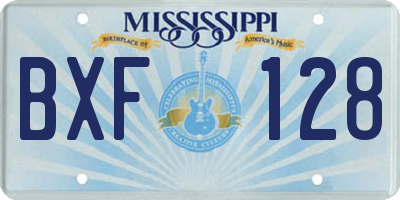 MS license plate BXF128