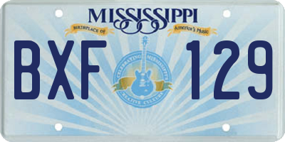 MS license plate BXF129