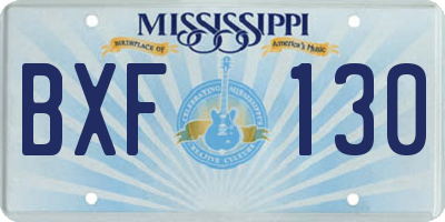 MS license plate BXF130