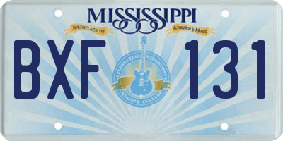 MS license plate BXF131