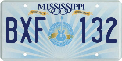 MS license plate BXF132