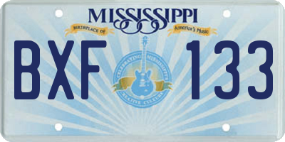 MS license plate BXF133