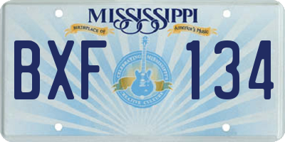 MS license plate BXF134