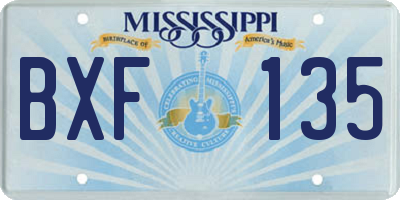 MS license plate BXF135