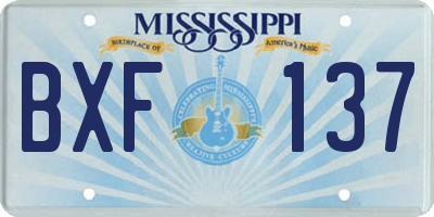 MS license plate BXF137