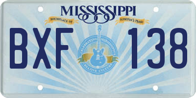 MS license plate BXF138