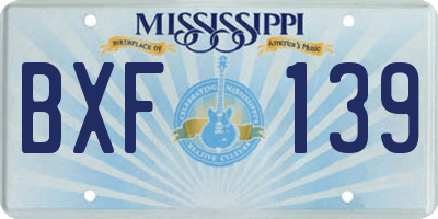 MS license plate BXF139