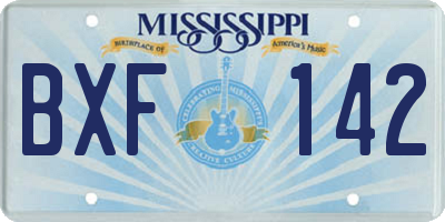 MS license plate BXF142