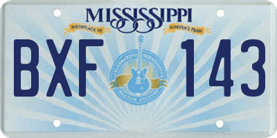 MS license plate BXF143