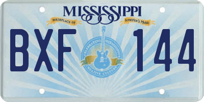 MS license plate BXF144