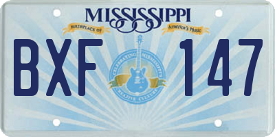 MS license plate BXF147