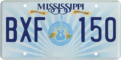 MS license plate BXF150