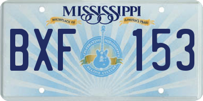 MS license plate BXF153