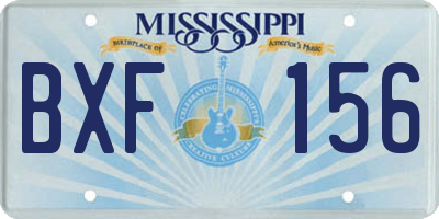 MS license plate BXF156