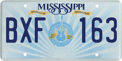 MS license plate BXF163