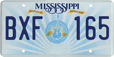 MS license plate BXF165