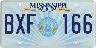 MS license plate BXF166