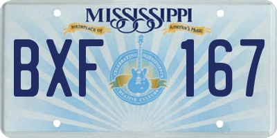 MS license plate BXF167