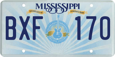 MS license plate BXF170