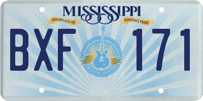 MS license plate BXF171