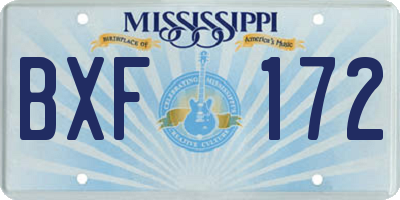 MS license plate BXF172