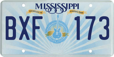 MS license plate BXF173