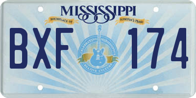 MS license plate BXF174