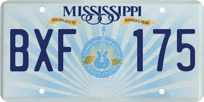 MS license plate BXF175