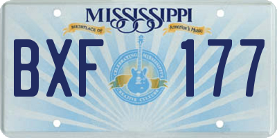 MS license plate BXF177