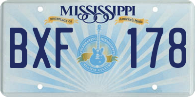MS license plate BXF178