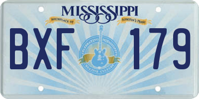 MS license plate BXF179