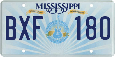 MS license plate BXF180