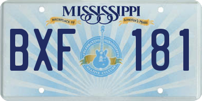 MS license plate BXF181
