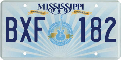 MS license plate BXF182