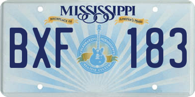 MS license plate BXF183