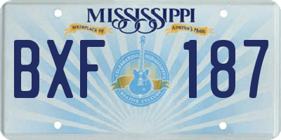 MS license plate BXF187