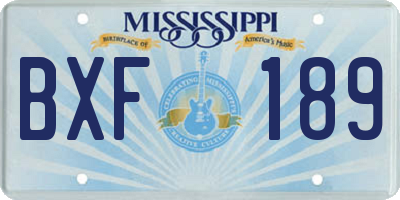 MS license plate BXF189